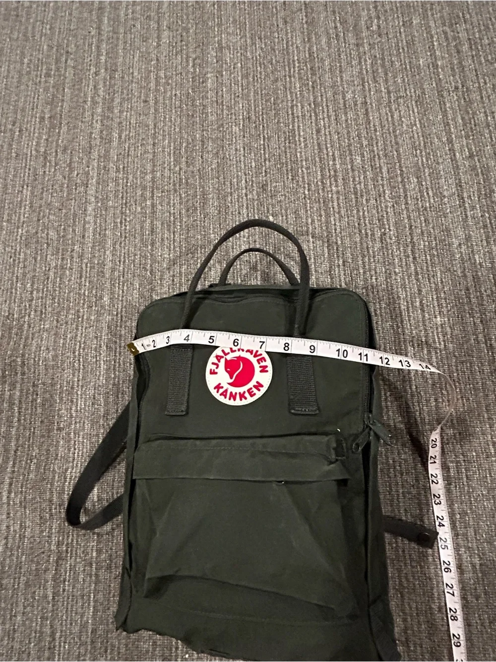 Fjallraven Kanken Backpack in Dark Green with Red Logo